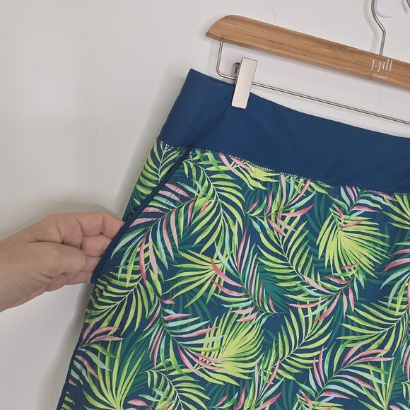 Lands End Swim Skirt Size 18 Womens Palm Floral Inner Shorts Pockets Stretch - Picture 5 of 8